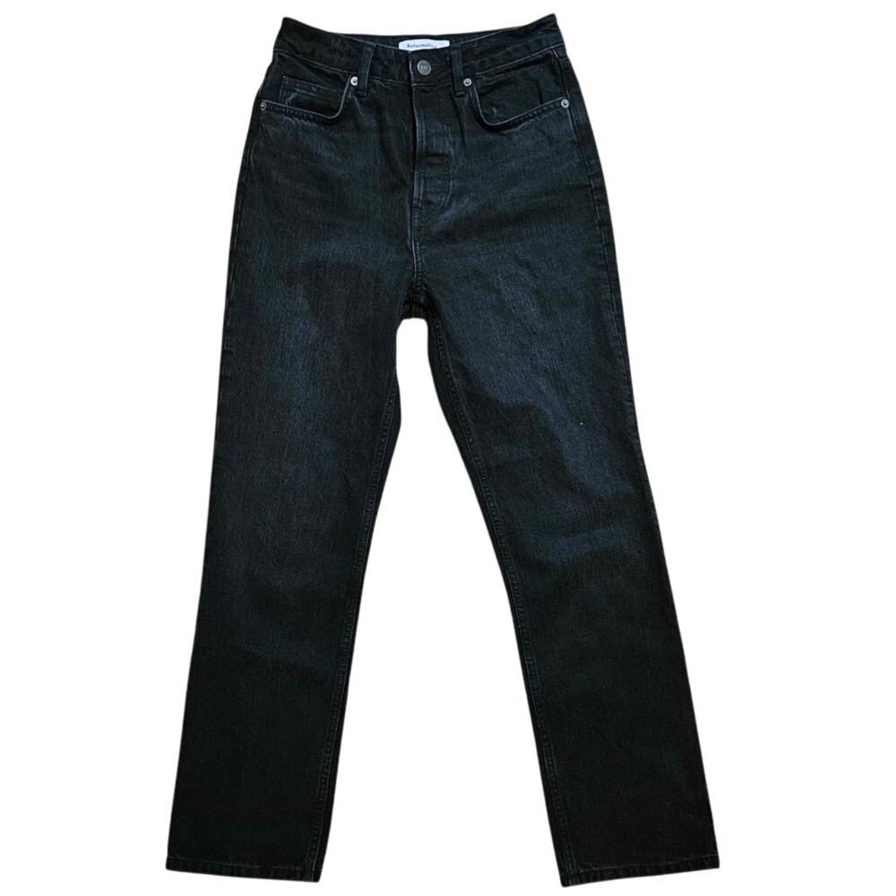 REFORMATION Cynthia High Rise Straight Jeans Black Size 26
